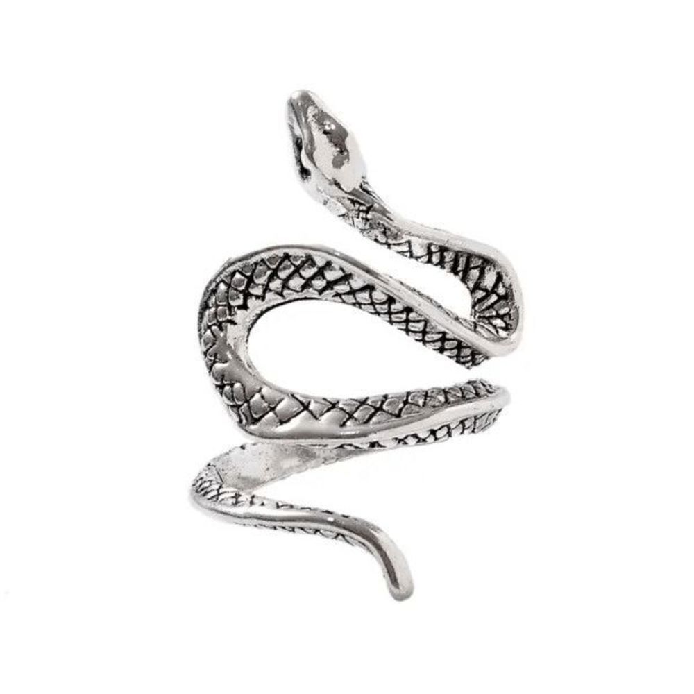 Silver Gothic Snake Adjustable Ring - Picture 2 of 6